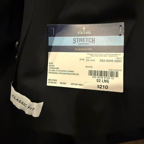 Stafford Classic Fit, Travel Stretch Black Men's Sport Coat - Picture 7 of 11